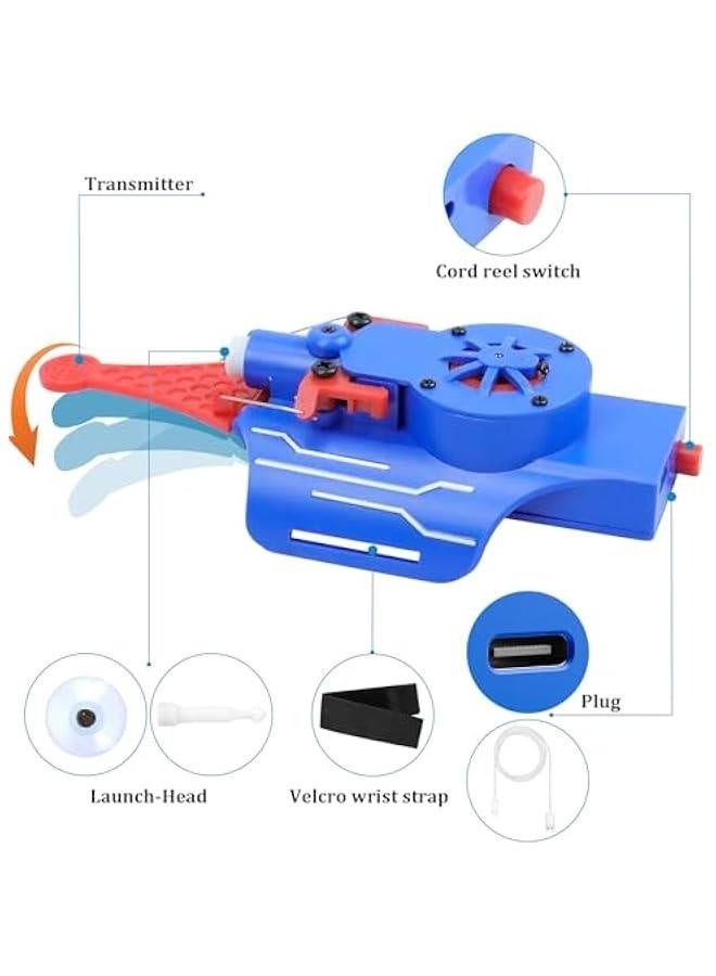 Spider Web Shooters, Web Launcher with Gloves, Realistic Web-Slinging Action Safe and Fun Superhero Toy for Men and Kids - Blue  - Image 5