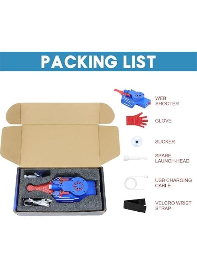 Spider Web Shooters, Web Launcher with Gloves, Realistic Web-Slinging Action Safe and Fun Superhero Toy for Men and Kids - Blue  - Image 3