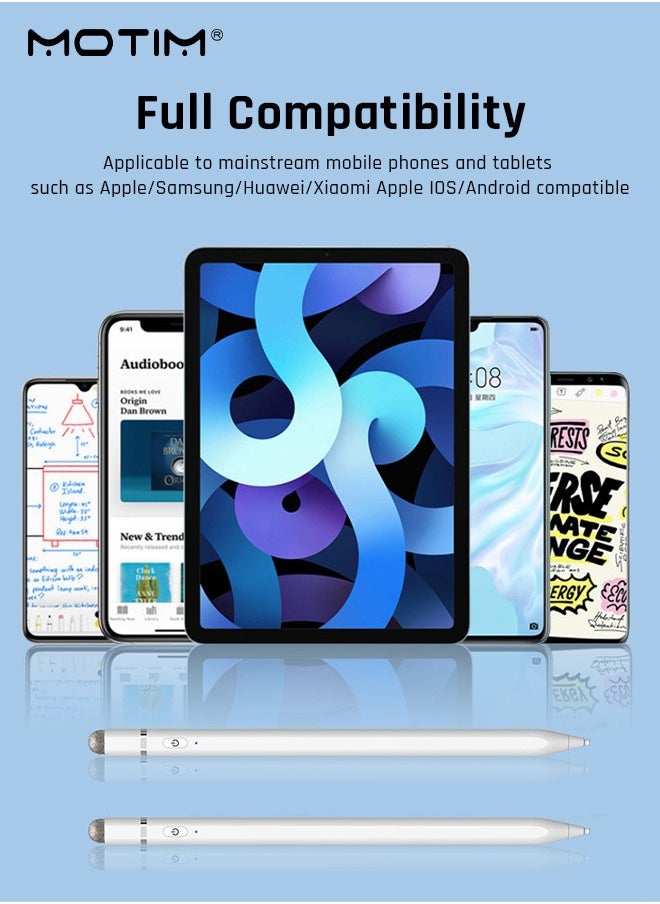موتيم - قلم Stylus مطور، قلم رصاص مطور، قلم iPad، حساسية فائقة الدقة، مضاد للمس عالمي، امتصاص مغناطيسي للشحن المباشر لأنظمة Apple ios وAndroid وWindows - Image 1