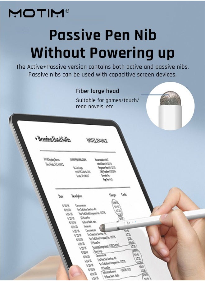 موتيم - قلم Stylus مطور، قلم رصاص مطور، قلم iPad، حساسية فائقة الدقة، مضاد للمس عالمي، امتصاص مغناطيسي للشحن المباشر لأنظمة Apple ios وAndroid وWindows - Image 1