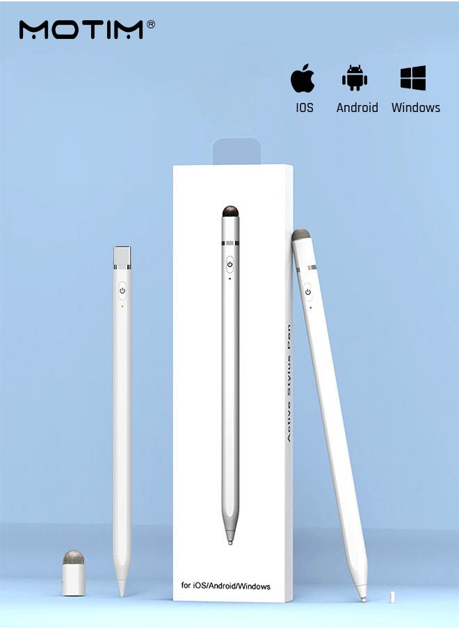 موتيم - قلم Stylus مطور، قلم رصاص مطور، قلم iPad، حساسية فائقة الدقة، مضاد للمس عالمي، امتصاص مغناطيسي للشحن المباشر لأنظمة Apple ios وAndroid وWindows - Image 1