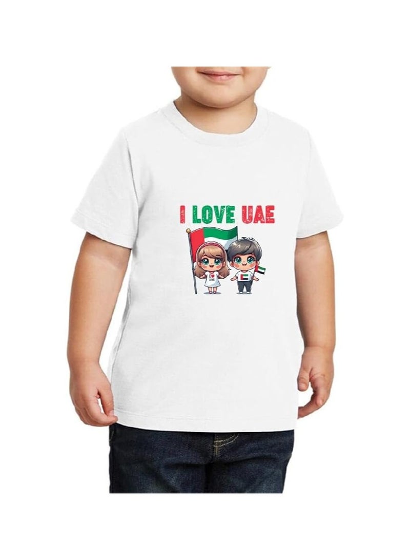 PRINTSHOP4ME Kids I LOVE UAE Tshirts for Celebrating National Day Round Neck Tshirt for Unisex UAE Design Printed Tshirt for Boys and Girls Everyday Wear Short Sleeve Printed Kids T shirt - Image 1