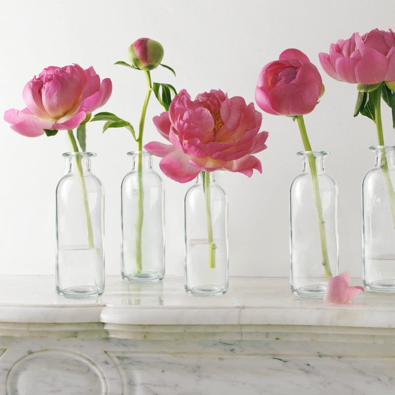 SUJUN Clear Glass Bud Vase, 20 Pack 8 Oz Living Bud Vases, Small Vases for Flowers, Decorative Amber Bottles for Table Centerpiece, Home Decor, Office, Wedding Reception, Vintage Style - Image 5