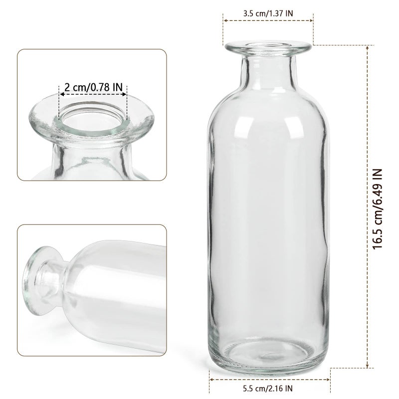 SUJUN Clear Glass Bud Vase, 20 Pack 8 Oz Living Bud Vases, Small Vases for Flowers, Decorative Amber Bottles for Table Centerpiece, Home Decor, Office, Wedding Reception, Vintage Style - Image 3