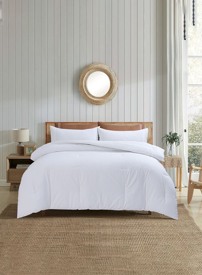 DANUBE HOME Mystique Stripe King Size Breathable Soft Comforter Cover Bed Essentials For Bedroom Biab Set Of 6 - 240 X 260Cm-White/Golden Brown 