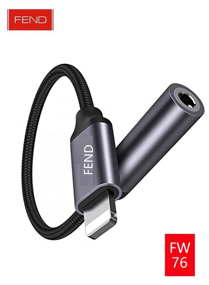 FEND FW76 Lightning to 3.5mm Audio Cable | Premium Braided Adapter for High-Quality Sound | Universal Compatibility | Durable & Tangle-Free | 10CM Compact Design for Easy Portability - Image 5