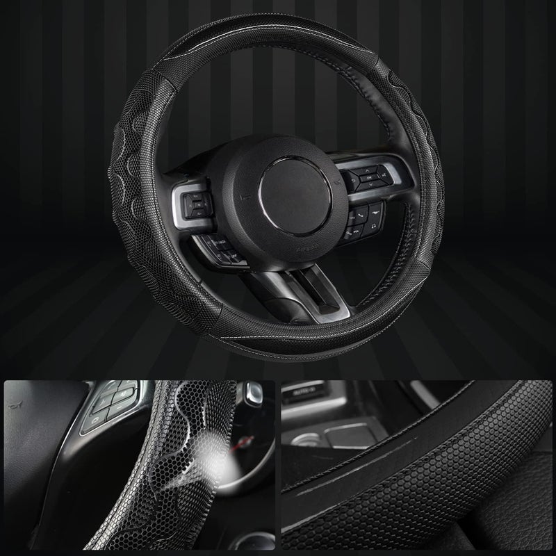 GIANT PANDA Steering Wheel Cover for Ford Mustang - Car Steering Wheel Cover for Ford Explorer and Escape - Black Air & land transit compatible - Image 5