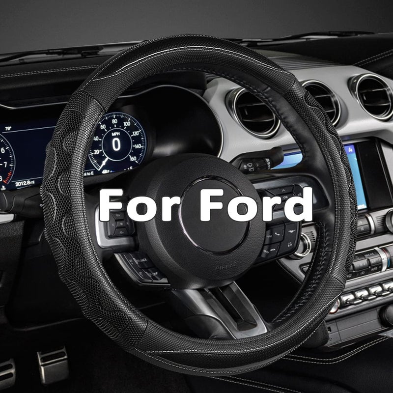 GIANT PANDA Steering Wheel Cover for Ford Mustang - Car Steering Wheel Cover for Ford Explorer and Escape - Black Air & land transit compatible - Image 1