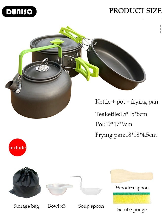 DUNISO Camping Cookware Mess Kit, Lightweight Hiking Cookware Set with Bag, Nonstick Aluminum Cooking Kit,Outdoor Pot Pan Kettle Backpacking Mess Kit with Bowls,Camping Cooking Set for Camping, Outdoor Cooking and Picnic  - Image 4