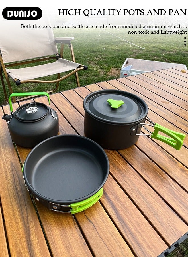 DUNISO Camping Cookware Mess Kit, Lightweight Hiking Cookware Set with Bag, Nonstick Aluminum Cooking Kit,Outdoor Pot Pan Kettle Backpacking Mess Kit with Bowls,Camping Cooking Set for Camping, Outdoor Cooking and Picnic  - Image 5