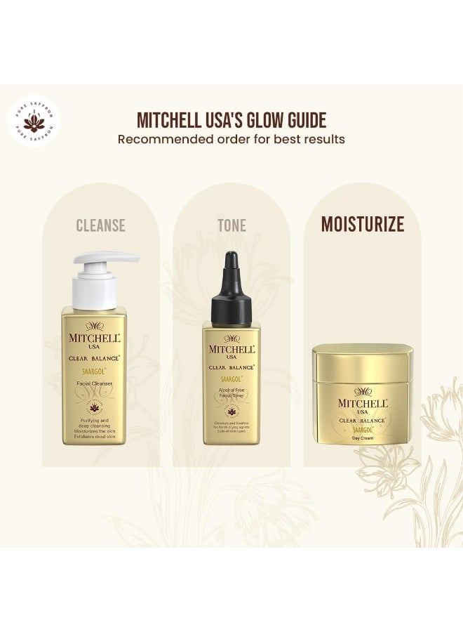 MITCHELL USA Clear balance Saargol Day Cream - Hydrating And Moisturizing Daily Facial Cream | Almond Oil, Vitamin E, Saffron Extract For A Clearer, Suitable For All Skin Types | 50G - Image 4