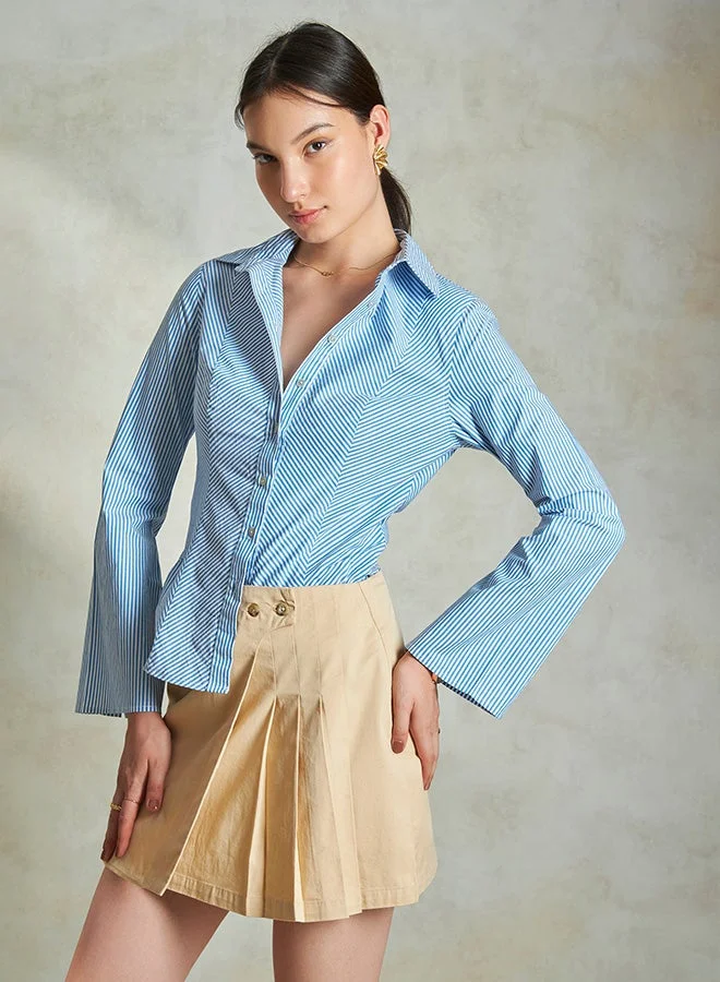 فيرجيو VIRGIO 100% Cotton  Panelled Striped Shirt