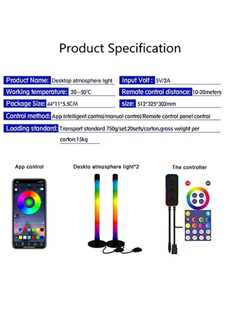 Smart RGB LED Light Bars, Ambient Lighting, Bluetooth Monitor Flow Light Bars with APP Control, Color Gaming Light Bar for TV/Room Decoration/Movie/PC