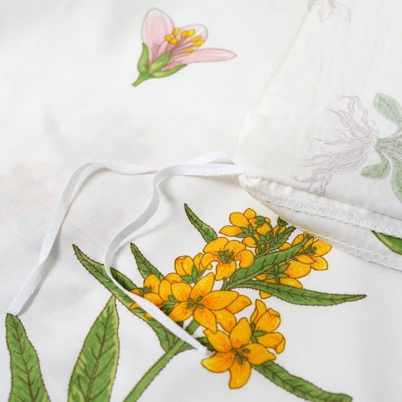 FADFAY Shabby Floral Duvet Cover Set White and Green Cotton Bedding Set with Hidden Zipper Closure 3 Pieces, 1duvet Cover & 2pillowcases (Queen Size, Simple Style) - Image 4