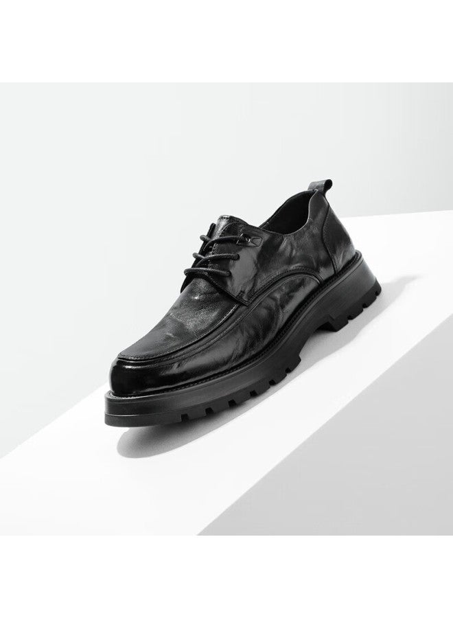 Belle Pleated Business Leather Shoes For Men Cowhide Thick Sole Formal Shoes A1422am4 Brown Single Lining Size 42 - Image 2