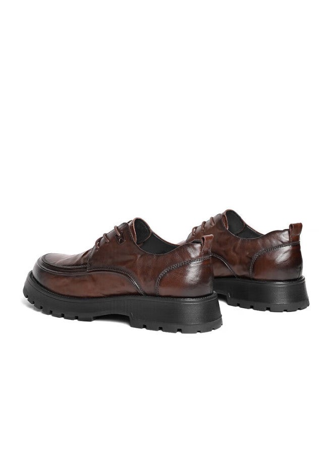 Belle Pleated Business Leather Shoes For Men Cowhide Thick Sole Formal Shoes A1422am4 Brown Single Lining Size 42 - Image 5