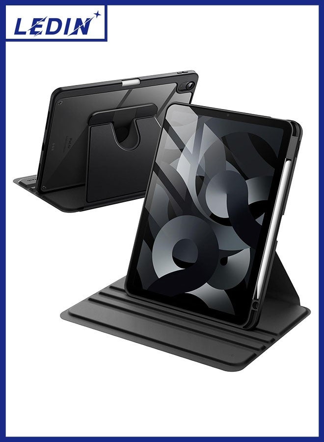 LEDIN Rotating Case for iPad Air 6th/5th/4th Generation (2024/2022/2020), with Pencil Holder,360 Degree Rotation Protective Stand Slim Cover Clear Back, Auto Wake/Sleep (iPad Air 4th/5th/6th) - Image 1