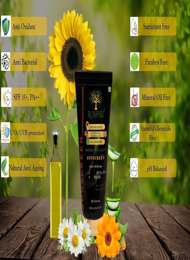 ROSPIRI Sunscreen, Natural Daily Use, SPF 35+, PA++, UVA/UVB - Image 3