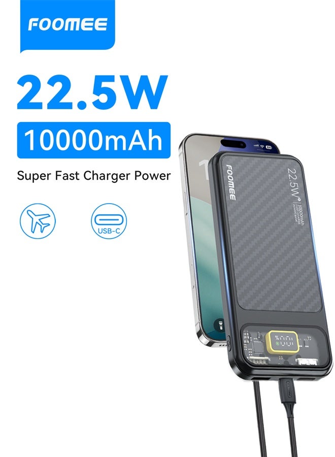 FOOMEE 22.5W Fast Charging Power Bank 10000mAh, Ultra Slim Portable Charger with LED Display, Dual USB & Type-C Output for Phone, iPhone, Samsung, iPad - Image 1