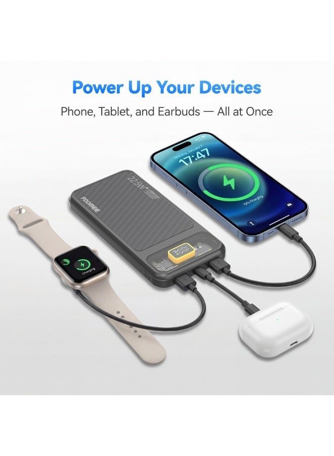 FOOMEE 22.5W Fast Charging Power Bank 10000mAh, Ultra Slim Portable Charger with LED Display, Dual USB & Type-C Output for Phone, iPhone, Samsung, iPad - Image 4