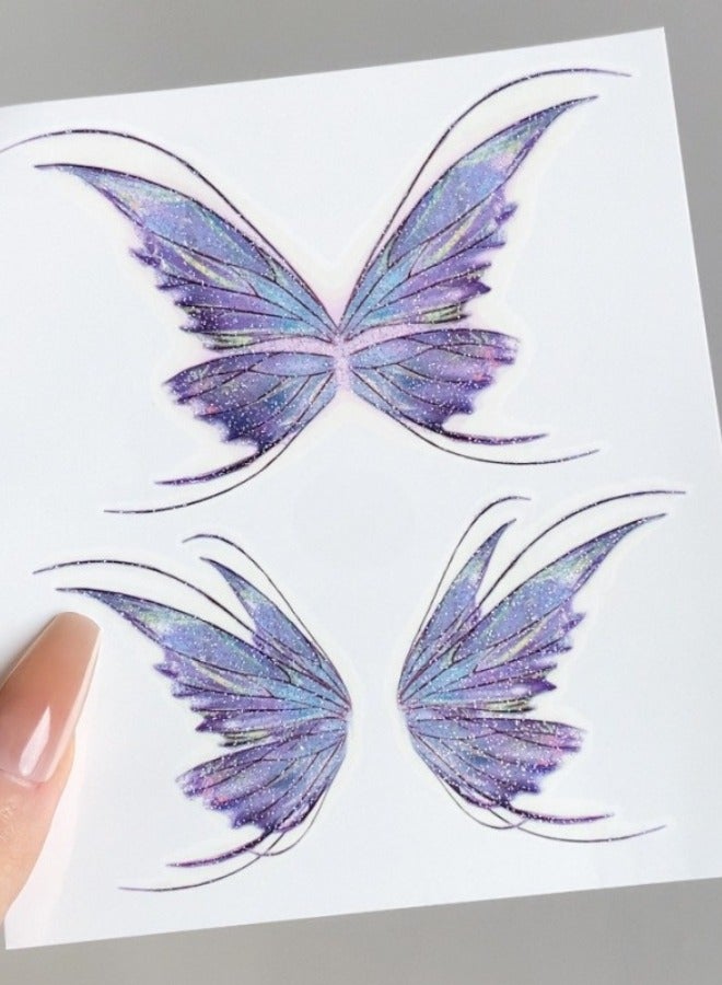Butterfly Glitter Temporary Tattoos – 2 Sheets of Radiant Holographic Face & Body Stickers for Kids & Adults | Water-Resistant, Skin-Friendly Peel & Stick Glitter Tattoos for Makeup, Dress-Up Play, Cosplay, Halloween, Birthday Goodie Bags, School Events & Festival Looks - Image 5