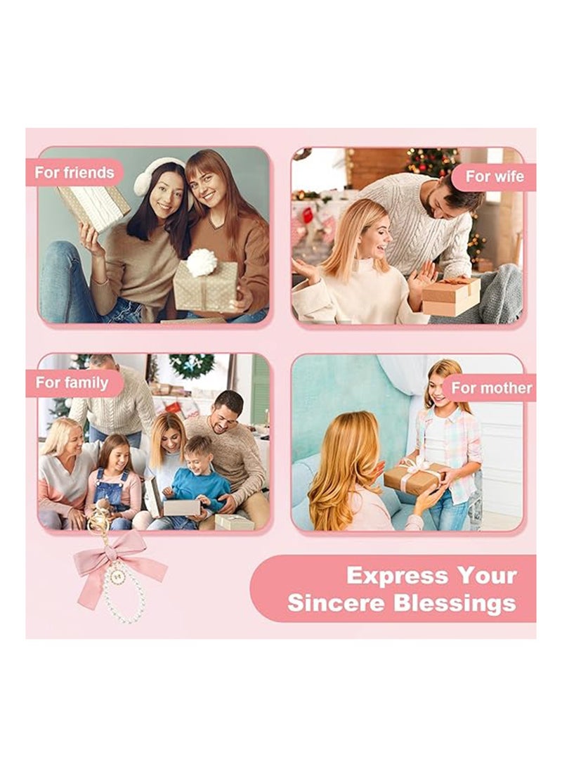 2Pcs Bow Keychain Cute Keychain Wristlet Pearl Key Chains for Car Keys Bow Keychain Accessories Women Girls Handbags Backpack Wallet Cute Keychain Bracelets - Image 4