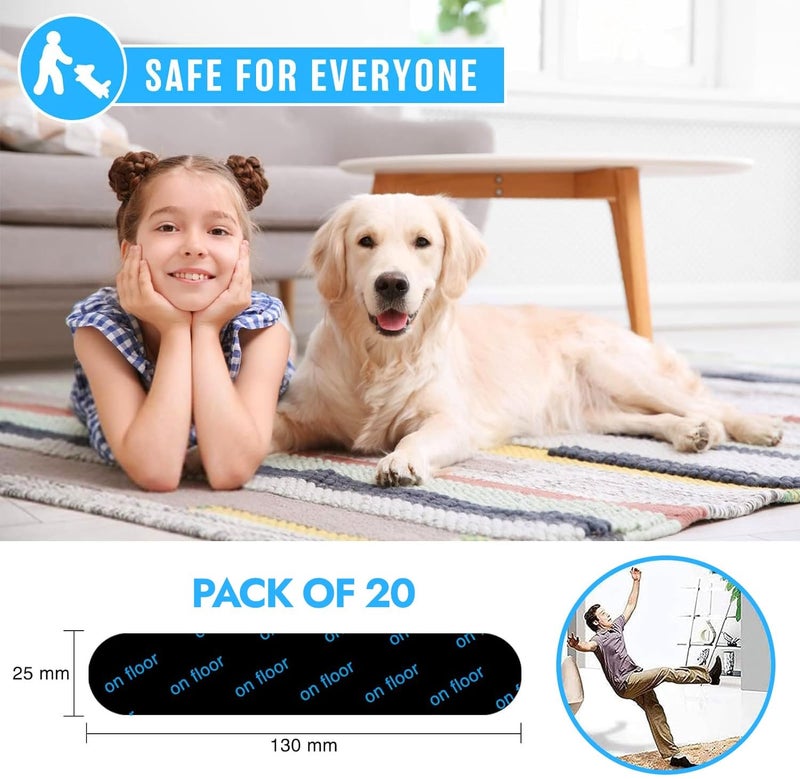 WITPOCE Pack Of 20 Rug Gripper | Reusable & Anti-Slip Rug Grippers For Laminate Floor and Wooden Floors, Multi-Purpose Washable Carpet Tape & Grippers For All Kinds Of Rugs & carpet (Pack Of 20) - Image 2