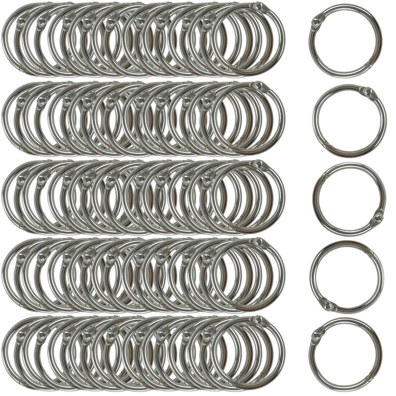 Clipco Book Rings Small 1Inch Nickel Plated Metal 100Pack