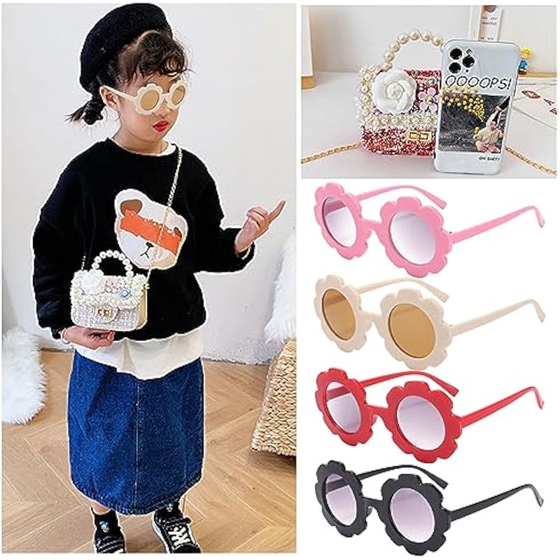 محفظة طويلة تمر بالجسم للفتيات الصغيرات مع زهور لؤلؤية صغيرة لطيفة للاميرات من فوروي، حقيبة كتف بسلسلة - بينك - Image 4