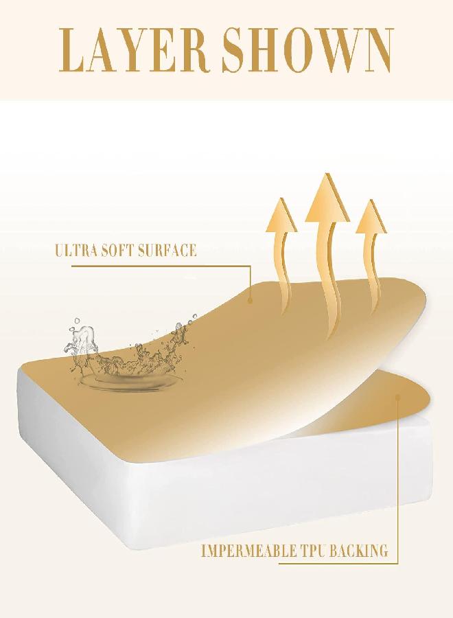 Safe and Sound Queen Mattress Protector, Premium 100% Waterproof Mattress Cover, Noiseless Breathable Soft, Fitted Deep Pocket 8-21 Inch Bed Cover, Vinyl Free - Image 1