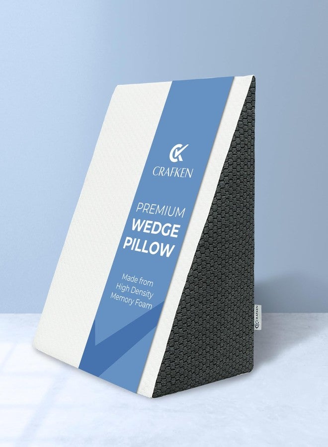 CRAFKEN Memory Foam Wedge Pillow | Wedge Plus Cushion for Bed, Neck & Leg Support | Bed Wedge Pillow for Back Support | Elevation Triangle Pillow for Sleeping, Acid Reflux | Leg Positioner Pillows - Image 1