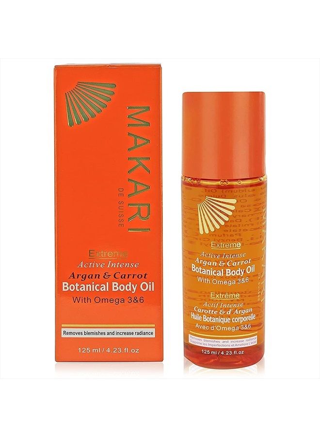 Makari Extreme Active Intense Botanical Body Oil (125 ml) | Softens, Conditions, Hydrates, and Rejuvenates Skin | Helps Fade Marks, Blemishes, and Spots | Recommended for All Skin Types - Image 1
