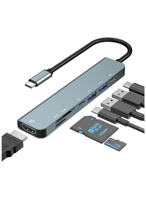 USB C Hub ,7 in 1 USB C Docking Station Type C Multiport Adapter, 4K@60HZ HDMI,USB-A, PD 100W ,USB-C,SD/TF Compatible for MacBook ,Type C Thunderbolt 3 Laptops
