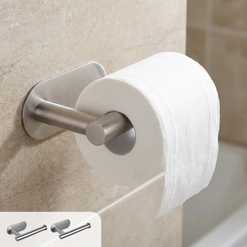 Proxima Direct 2 Pack Adhesive Toilet Paper Holder Rustproof 304 Stainless Steel Kitchen Roll Holder Peel and Stick for Washroom Home - Image 1