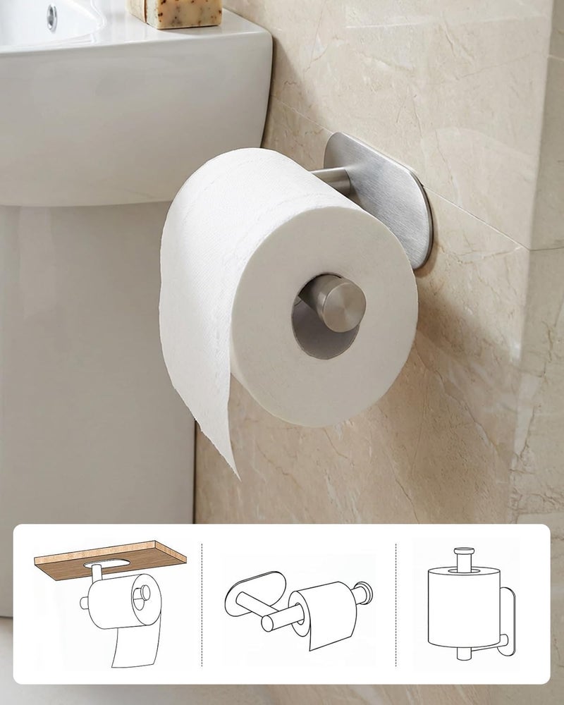 Proxima Direct 2 Pack Adhesive Toilet Paper Holder Rustproof 304 Stainless Steel Kitchen Roll Holder Peel and Stick for Washroom Home - Image 4
