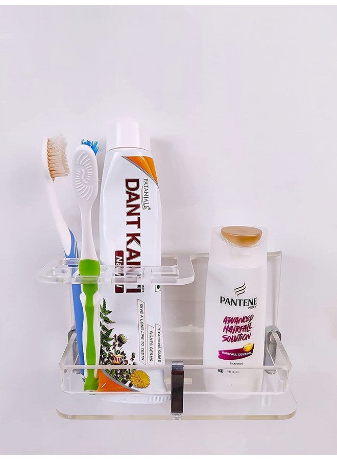 Bonsenkitchen Wall Mounted self Adhesive Acrylic Tooth Toothbrush Holder for Bathroom,Toothbrush Tumbler,Toothpaste for Bathroom Stand 8 in x (Transparent) - Image 5