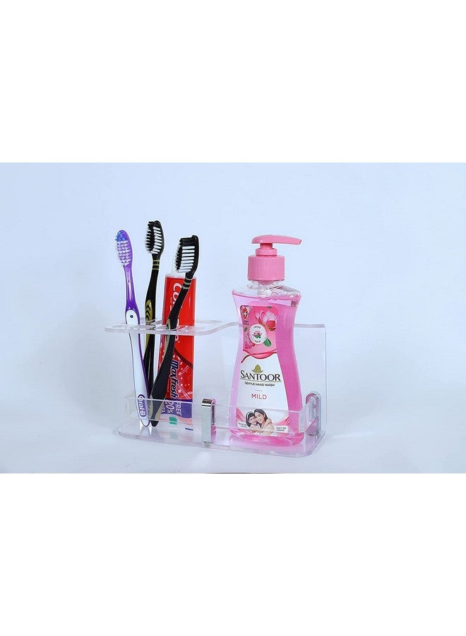 Bonsenkitchen Wall Mounted self Adhesive Acrylic Tooth Toothbrush Holder for Bathroom,Toothbrush Tumbler,Toothpaste for Bathroom Stand 8 in x (Transparent) - Image 1
