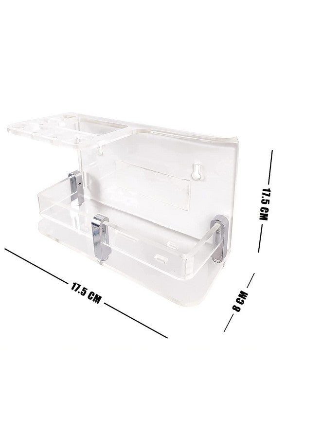 Bonsenkitchen Wall Mounted self Adhesive Acrylic Tooth Toothbrush Holder for Bathroom,Toothbrush Tumbler,Toothpaste for Bathroom Stand 8 in x (Transparent) - Image 3