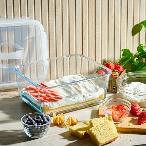 Le'raze Extra Large Oven Safe Glass Food Storage Container with Airtight Locking Lid & Handle. 6500ml / 220oz / 28 Cup - Storing Lunch Food, Vegetables, Fruits, Baking Casserole, Roasting Turkey, BPA Free. - Image 5