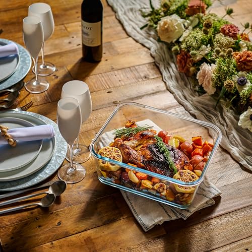 Le'raze Extra Large Oven Safe Glass Food Storage Container with Airtight Locking Lid & Handle. 6500ml / 220oz / 28 Cup - Storing Lunch Food, Vegetables, Fruits, Baking Casserole, Roasting Turkey, BPA Free. - Image 4