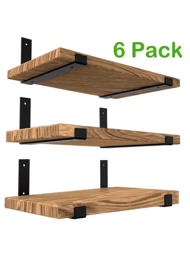 6 Pack 8 Inch Heavy Duty Metal Shelf Brackets For Floating Shelves Black - Image 1