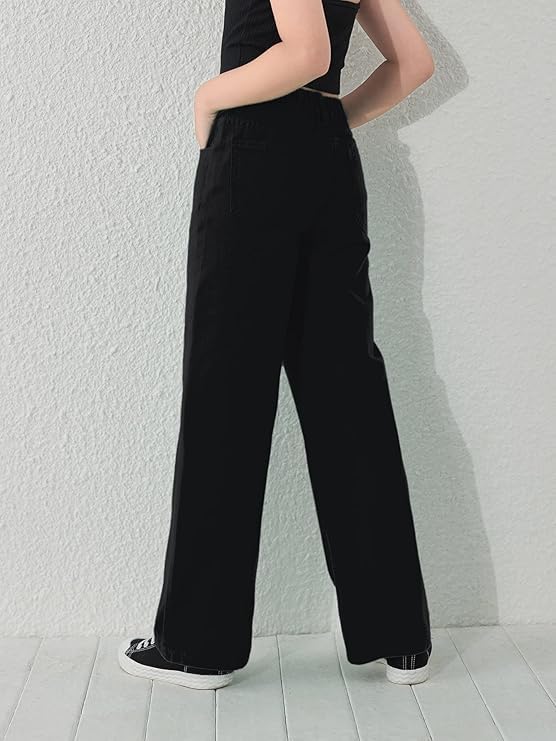 ADBUCKS Stretchable Denim Fabric High Rise Wide Leg Jeans for Girls II Girls Bootcut Jeans (in, Age, 6 Years, 7 Years, Black) - Image 4