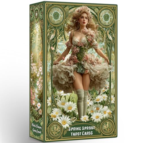 sishui Tarot Cards for Beginners with Guidebook Spring Sprout Tarot Deck 80 Oracle and Tarot Cards 400 GSM Premium Cards with Gilded Learning Edges RiderWaite Based Spiritual Guidance - Image 1