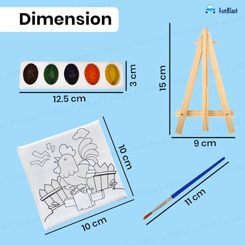 FunBlast DIY Canvas Painting Kit for Kids – Animal Theme with Mini Easel Stand, Watercolor Painting Set, Drawing & Art Craft Kit for Children (Chicken) - Image 3