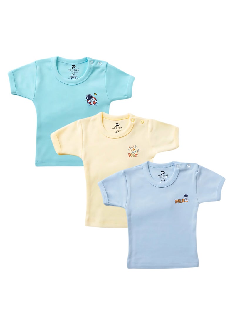Pluto Pack of 3 Cotton Short Sleeve Undershirt for Baby  - Image 1
