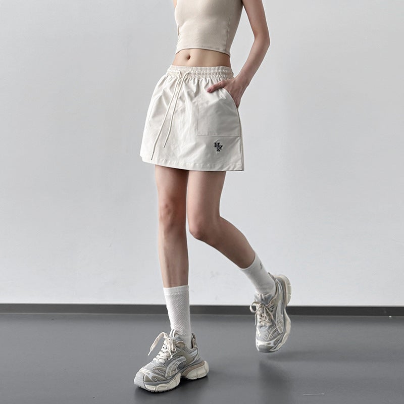 تنورة نسائية قصيرة عالية المطاطية بقصة A-Line ورباط بتصميم كوري لصيف 2025 - Image 2