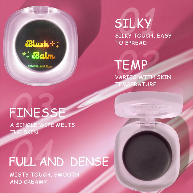 HUDABABY Color Changing Blush,Magical Temperature Change Powder Blusher Cream For Cheeks ï¼ŒEyes And Lips Tint Makeup,Lasting Moisturizing Rouge, Brightening, High Gloss Black Powder Blusher Cream (#02 Rose) - Image 3
