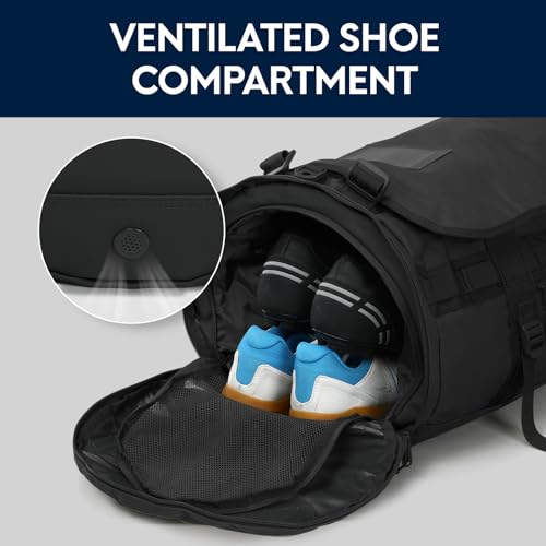 Haimont Large Duffle Backpack Bag for Men, Long Travel Duffel with Backpack Straps, Heavy Duty Back Packs with Shoes Compartment, Water-resistant, 90L, Black - Image 3