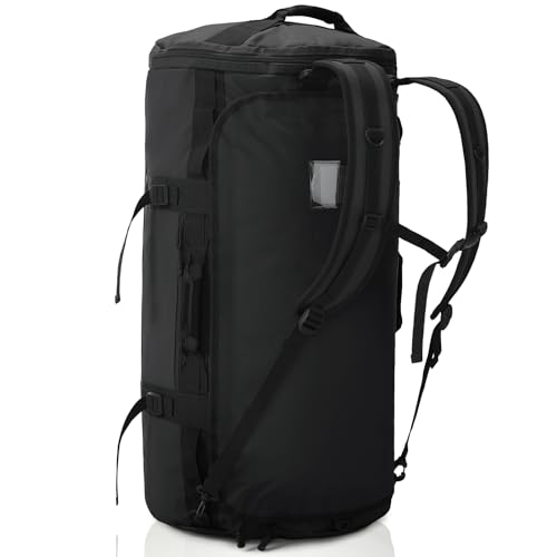 Haimont Large Duffle Backpack Bag for Men, Long Travel Duffel with Backpack Straps, Heavy Duty Back Packs with Shoes Compartment, Water-resistant, 90L, Black - Image 1