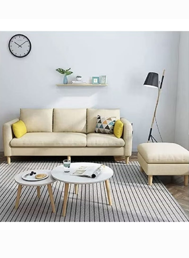 Karnak Adriel Sectional Fabric Sofa Set Cotton Furniture Home Apartment Hotel L Shape 3 Seater Beige 178x76x80cm - Image 2